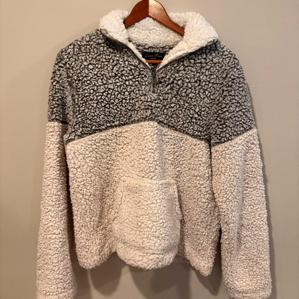 Love Tree Gray and Cream Sherpa Jacket